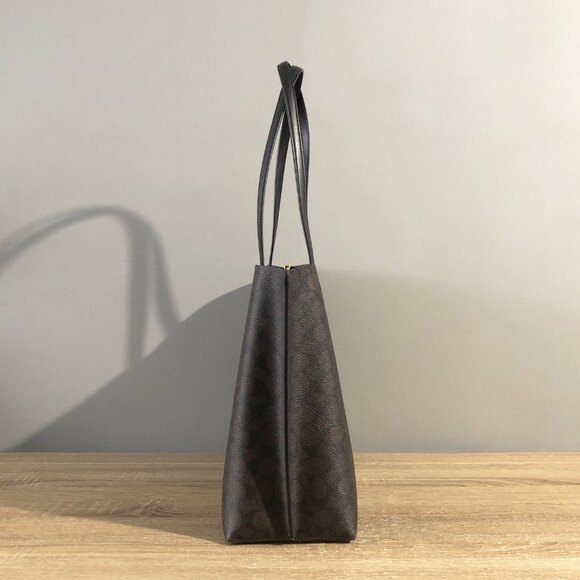 Coach Mollie Signature Coated Canvas Leather Brown/Black Shoulder Tote MSRP $428 - Picture 5 of 15